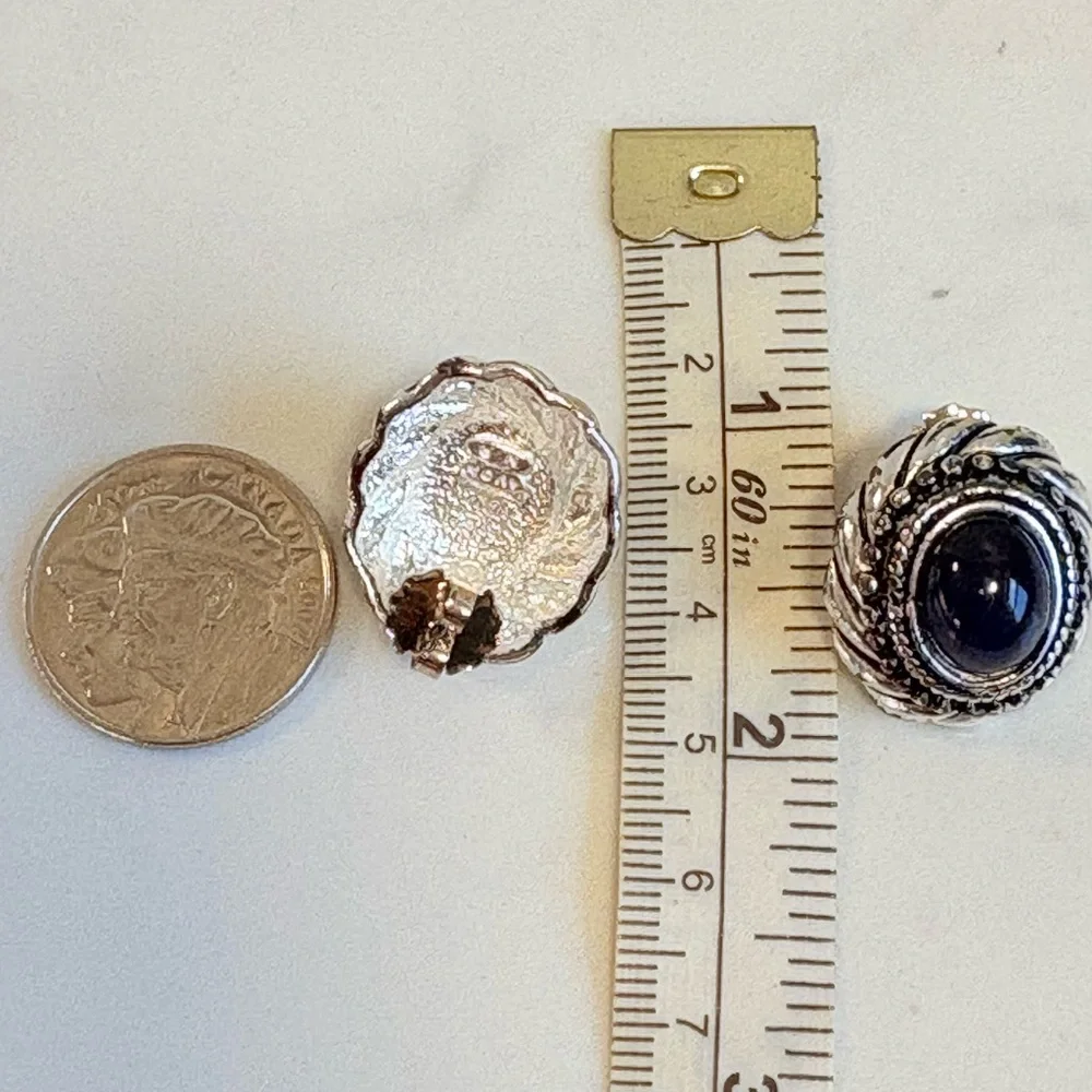 Avon Y2K Amethyst Cabochon Earrings Vintage Style Silver Statement Studs NIB 181 - Picture 14 of 14